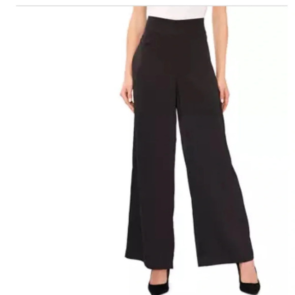 CeCe Pants - CeCe Women's Flowy Wide Leg Side Zip Pants, Rich Black, Size 14W, GUC